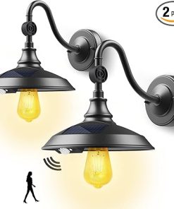 Solar Barn Light with 3 Modes Waterproof Vintage Gooseneck 2 Pack