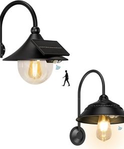 Solar Barn Light Outdoor Vintage Rustic with 3 Modes and Motion Sensor