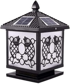 Solar Column Lamp Light Fence Lantern Antique LED Post Lighting IP55 Waterproof Outdoor Garden Solar Pillar Lamps