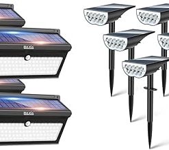Baxia Technology 100 LED Solar Motion Sensor Lights 4 Pack Cold White