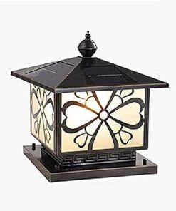 Heart-Shaped Solar Column Lights Waterproof LED Outdoor Post Lantern
