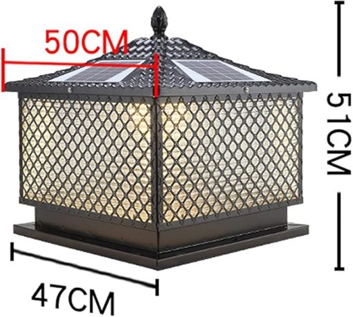 Outdoor Solar Post Light Glass Lantern for Garden and Pathway Decor - Image 2