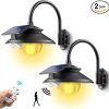 Solar Barn Light Outdoor with Remote Motion Sensor for Shed 2 Pack