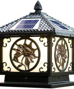 Black Solar Outdoor Lantern for Pathway and Courtyard Decor
