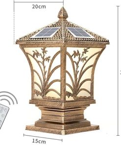 Solar Column Headlights Outdoor Garden Lights with Remote Control 2