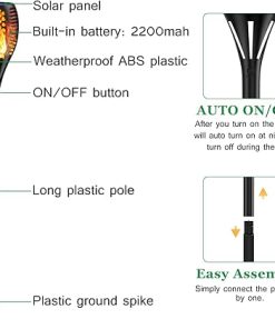 Solar Torch Lights 96 LED Waterproof Flickering Flame Outdoor Decor 2