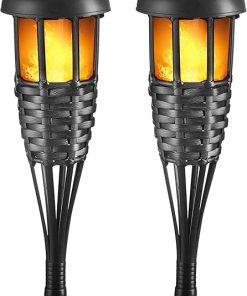 Handmade Bamboo Solar Torch Lights for Garden Outdoor Path Lighting