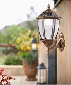 Waterproof Solar Wall Sconce Retro Industrial Bronze Exterior Lamp 2