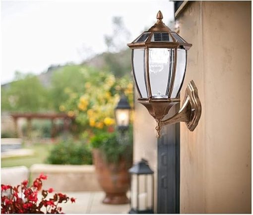 Waterproof Solar Wall Sconce Retro Industrial Bronze Exterior Lamp - Image 2
