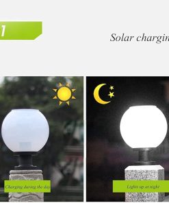 Optimized Title: Solar LED Garden Post Lamp with Remote Control IP65 Outdoor Light 2