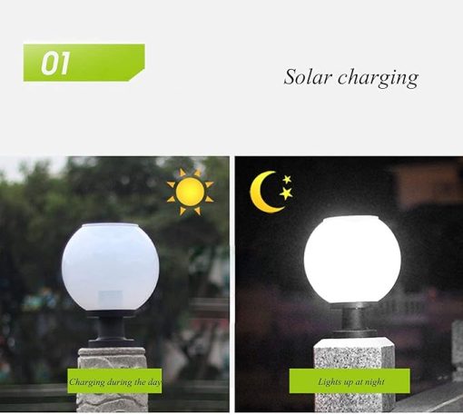 Optimized Title: Solar LED Garden Post Lamp with Remote Control IP65 Outdoor Light - Image 2
