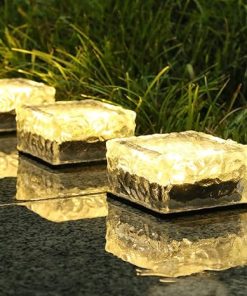 Solar Cube Ice Landscape LED Lights for Outdoor Garden Pathways 2