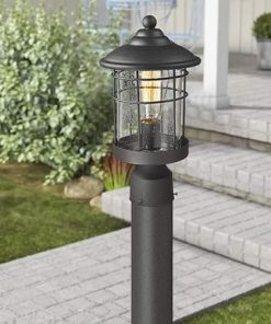 Modern Chandelier LED Outdoor Solar Post Light Fixture Black Lamp 2