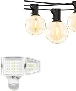 Lepro Bundle White LED Security Light and 25 G40 Edison String Lights