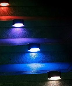 Colorful Solar Deck Lights 4 Pack Waterproof LED for Stairs and Fences