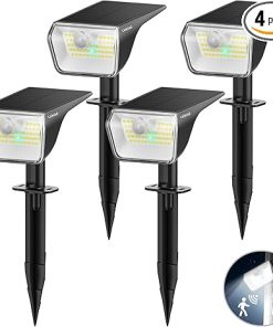 Outdoor Waterproof Solar Motion Sensor Lights 60 LEDs 4 Pack