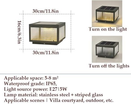 Modern Solar LED Outdoor Post Light Waterproof Garden Landscape Lamp - Image 2
