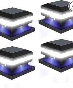Solar Post Lights for 4×4 6×6 Wooden Posts, Waterproof LED 4 Pack