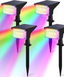 Solar Spot Lights Outdoor 4 Pack Multicolored IP65 Waterproof