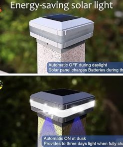 Solar Post Cap Lights for 4×4 5×5 6×6 Wooden Posts, 4 Pack 2
