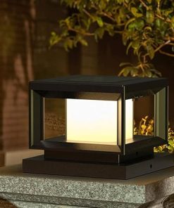 Outdoor Solar Pillar Lamp LED Post Cap Light with Remote Control