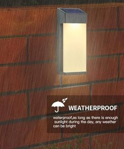 Solar Wall Lights 2PCS Waterproof Outdoor LED Patio Lamps for Garden 2