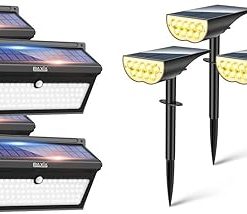 BAXIA 100 LED Solar Motion Sensor Lights 4 Pack Outdoor Warm White