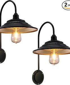 Solar Barn Lights 2PCS Waterproof Vintage Gooseneck Wall Mount Fixture