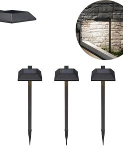 Black Solar Pathway Lights 4 Pack Stainless Steel LED Garden Lights