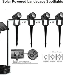 Outdoor Solar Spot Lights 4 Pack Waterproof Warm White for Garden 2