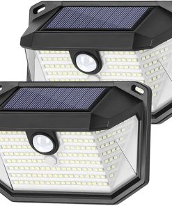 2-Pack Solar Motion Sensor Wall Lights Waterproof LED Garden Lamps
