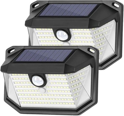 2-Pack Solar Motion Sensor Wall Lights Waterproof LED Garden Lamps