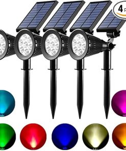 Outdoor Solar Spot Lights 4 Pack Waterproof Color Changing Lighting