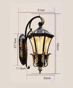 Outdoor Retro Solar Wall Lamp Waterproof Garden Lighting Fixture 2