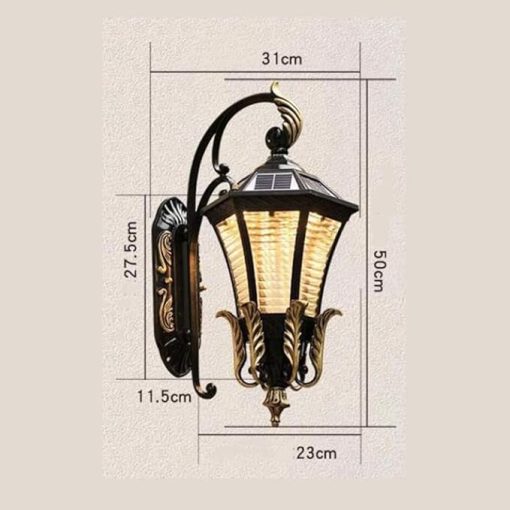 Outdoor Retro Solar Wall Lamp Waterproof Garden Lighting Fixture - Image 2