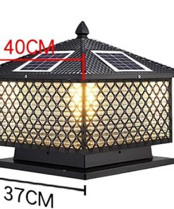 Outdoor Solar Post Light Glass Lantern for Garden Pathway Lighting 2