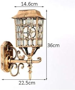 Vintage Solar Wall Lamp with Glass Shade for Outdoor Spaces 2