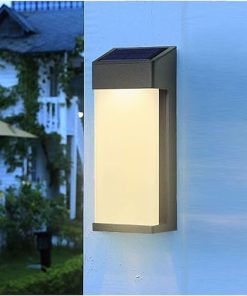 2PCS LED Waterproof Garden Wall Lamp Solar Lights Outdoor Black