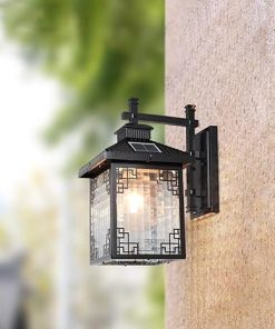 Waterproof Solar Glass Wall Lantern Retro Design for Outdoor Use 2