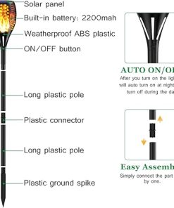 Outdoor Solar Torch Lights 96 LED Waterproof Flickering Flames 2 Pack 2