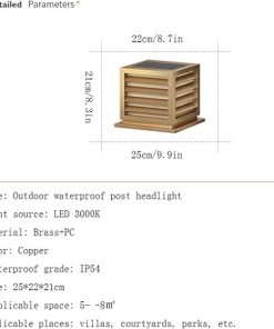 Copper LED Solar Fence Post Lights for Garden Patio Landscape 2