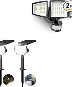 Lepro Bundle – 2 Pack Solar Spot Lights and Motion Sensor Light
