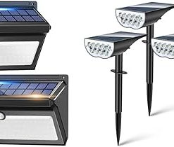 Baxia Technology 100 LED Solar Motion Sensor Lights 2 Pack Cold White