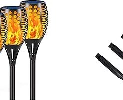 43 Inch Solar Flickering Flame Torch Lights 4 Pack Waterproof