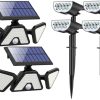 LED Motion Sensor Outdoor Lights 2 Pack and Solar Spot Lights 4 Pack