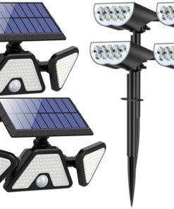 LED Motion Sensor Outdoor Lights 2 Pack and Solar Spot Lights 4 Pack