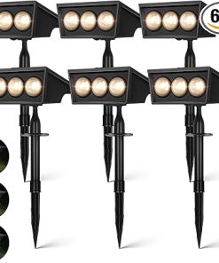 Solar Spot Lights Outdoor 5 Modes IP68 Waterproof Garden Lights 6 Pack