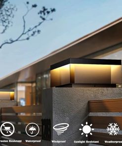 Solar Post Light Waterproof LED Pillar Lamp for Patio Garden Decor 2