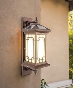 Coffee Color Solar Wall Light European Style Waterproof Yard Lamp