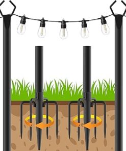 10ft String Light Poles Set for Outdoor Patio and Backyard Use